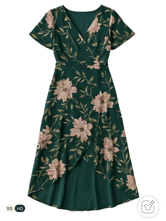 JJs House Dresses & Skirts - JJ's House Hiliana Hunter Green Floral Chiffon Midi Dress Size S Wedding Guest